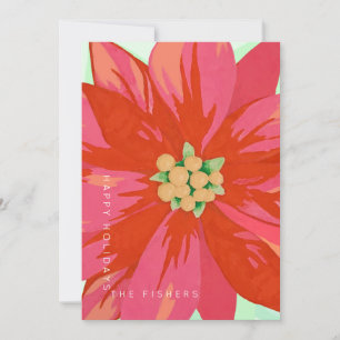 Bold, hand-painted poinsettia custom design holiday card