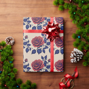 Bold Hand Painted Red Roses Wrapping Paper