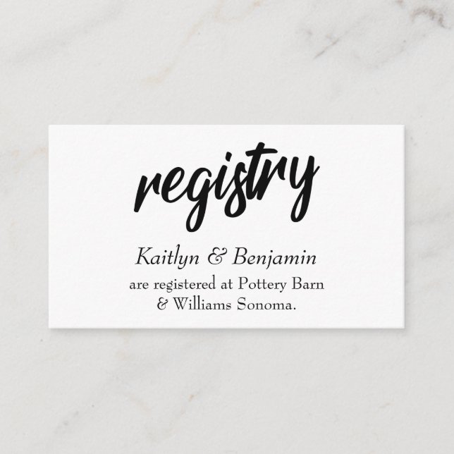 Bold Handwriting Script on Wedding Registry Cards (Front)