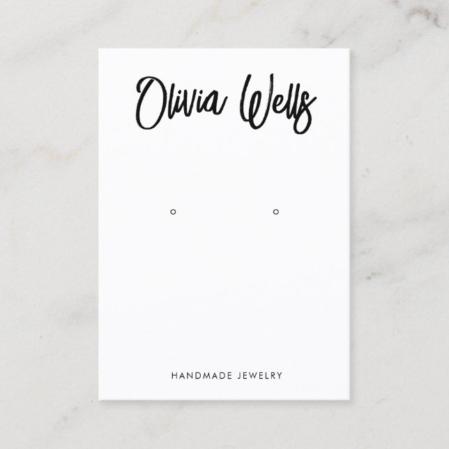  Bold Handwritten Signature Script White Earring   Business Card (Front)