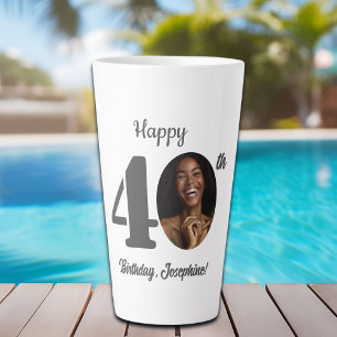 Bold Happy 40th Birthday Photo Latte Mug