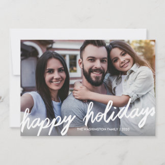 Bold Happy Holidays Script Overlay Photo Holiday Card