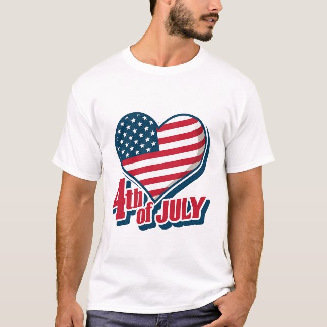 Bold Heart 4th of July American Flag T-Shirt | USA (Front)
