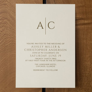 Bold Highlights Dark Bronze & Gold Wedding Invitation