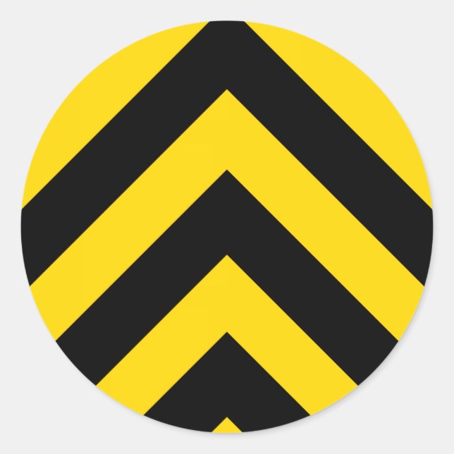 Bold Highway Traffic Bumble Bee Chevrons Classic Round Sticker (Front)