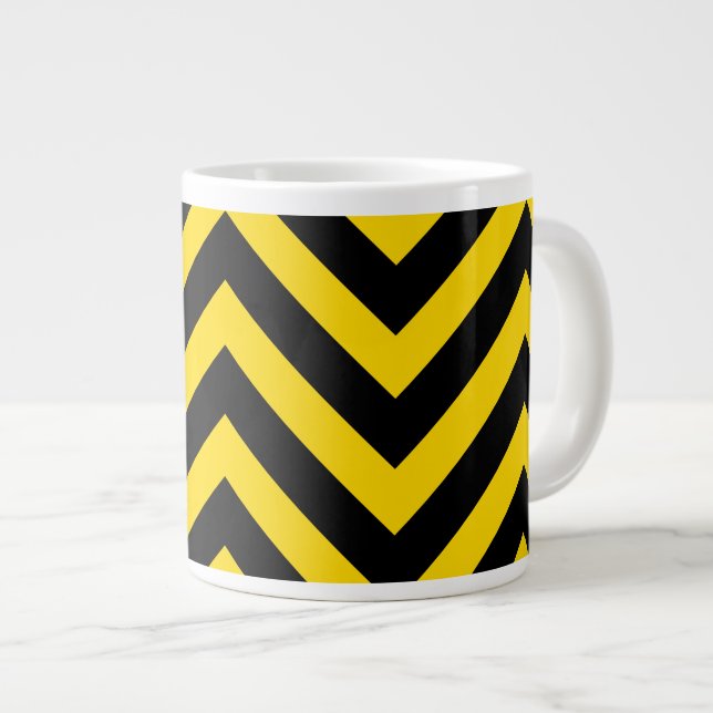 Bold Highway Traffic Bumble Bee Chevrons Large Coffee Mug (Front Right)
