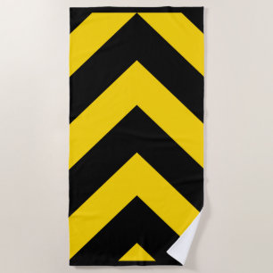 Bold Highway Traffic Bumble Bee Chevrons on a Beach Towel