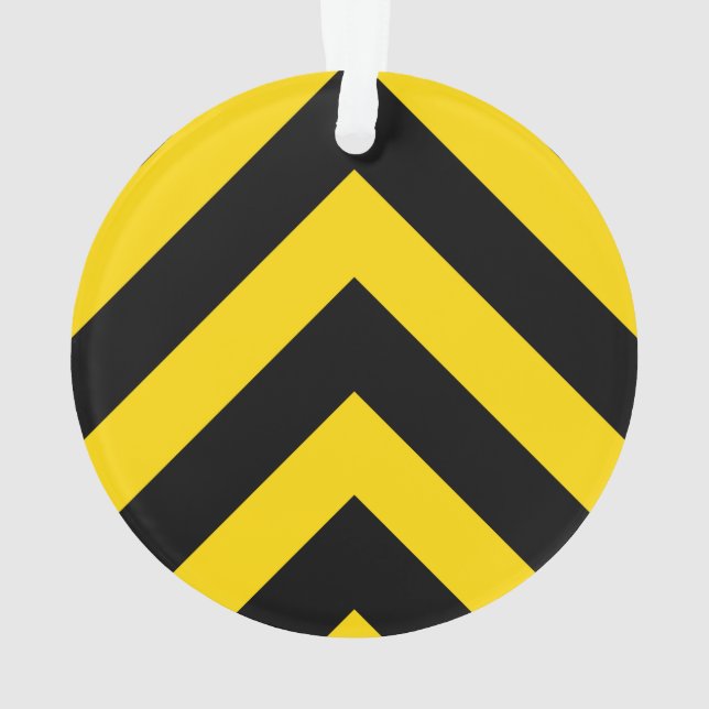 Bold Highway Traffic Bumble Bee Chevrons Ornament (Back)