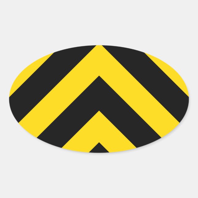 Bold Highway Traffic Bumble Bee Chevrons Oval Sticker (Front)