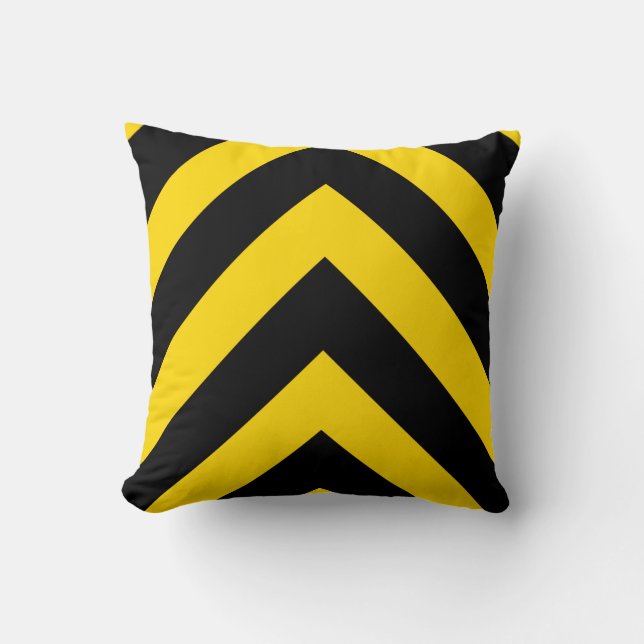 Bold Highway Traffic Bumble Bee Chevrons Throw Pillow (Front)