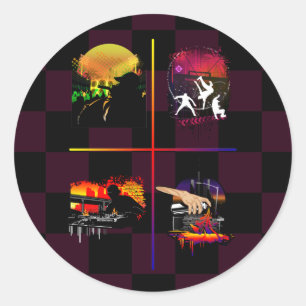 Bold Hip Hop Street Culture Vibrant Urban Chequere Classic Round Sticker