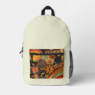 Bold Honeycomb Backpack Retro Bee Design