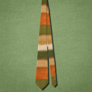 Bold horizontal artsy  stripes in  autumn mood  tie