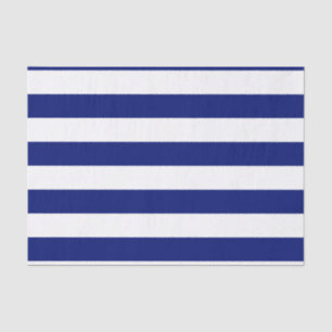 Bold Horizontal Navy and White Stripes Tissue Paper