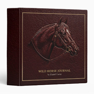 Bold Horse Head Gold Frame Classic Brown Leather Binder