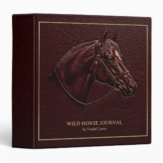 Bold Horse Head Gold Frame Classic Brown Leather Binder
