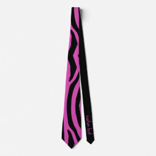 BOLD HOT PINK & BLACK ANIMAL PRINT STRIPE PATTERN TIE