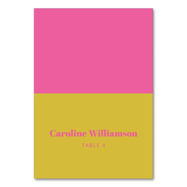 Bold Hot Pink Chartreuse Yellow Custom Place Card (Front)
