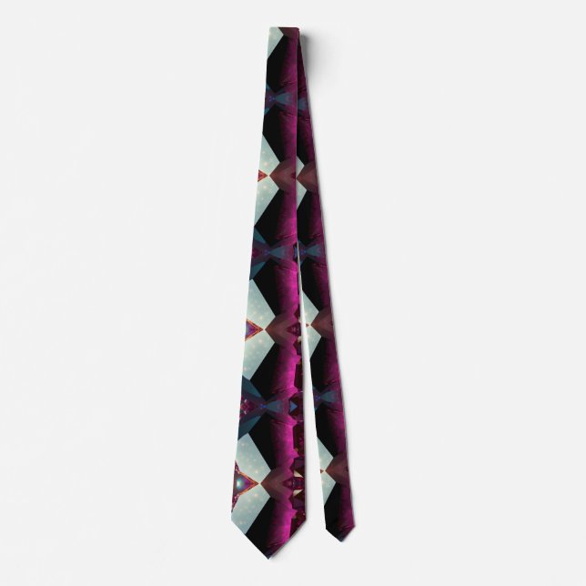 Bold Hot Pink Magenta Abstract Geometric Pattern  Tie (Front)