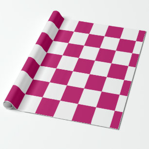 Bold Hot Pink White Checkered – Vibrant Fun Gift Wrapping Paper