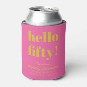 Bold Hot Pink Yellow Colourful 50th Birthday Custo Can Cooler