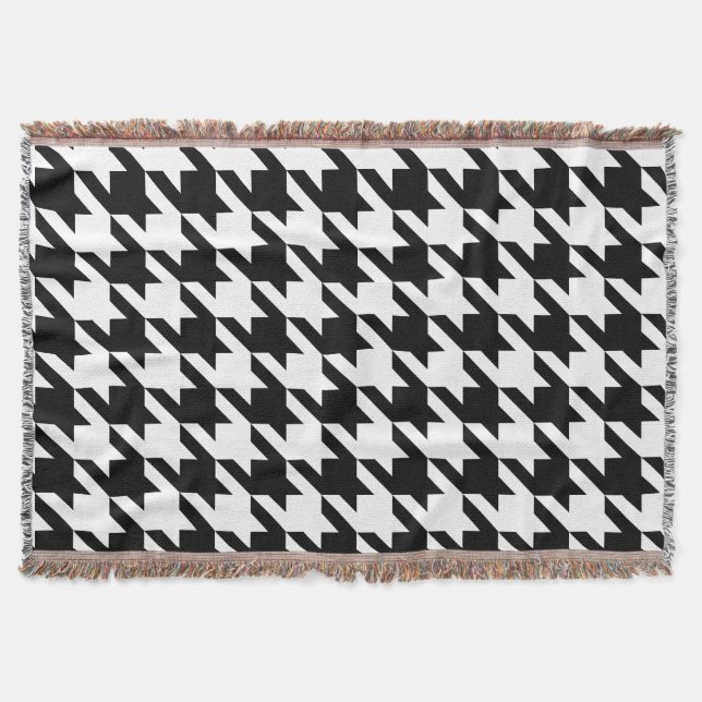 Bold Houndstooth Pattern Throw Blanket (Front)