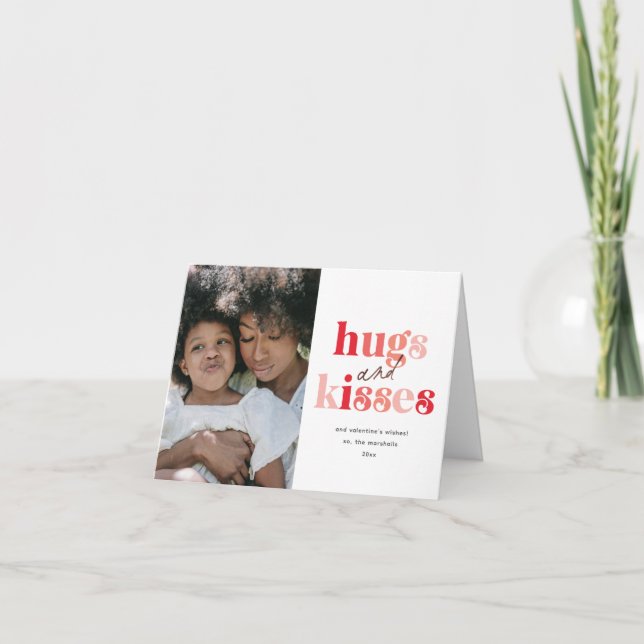 Bold Hugs and Kisses Photo Valentine's Day Holiday Card (Front)