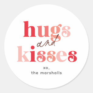 Bold Hugs and Kisses Valentine's Day Classic Round Sticker
