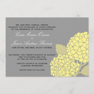 Bold Hydrangea Wedding Invitation- Grey/Yellow Invitation