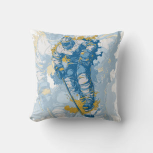 Bold Ice Hockey Mascot Winter Sports Throw Pillow