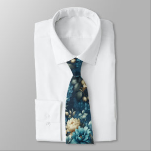Bold in Blue & Delicate Cream Florals  Tie