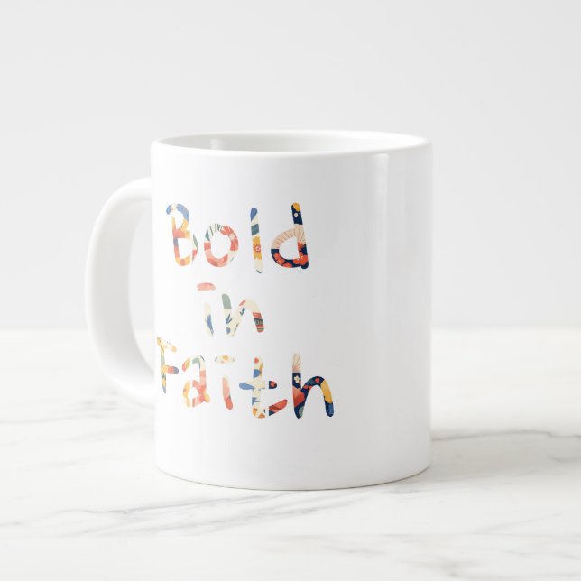 Bold In Faith Large Coffee Mug (Front Left)