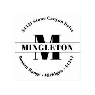 Bold Initial Family Name  Rubber Stamp