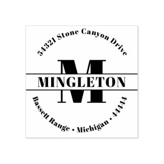 Bold Initial Family Name  Rubber Stamp