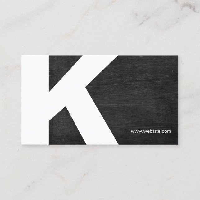 Bold Initial Monogram Black Wood Business Card (Front)
