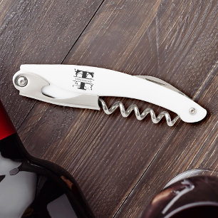 Bold Initial Monogram Name Botanical Corkscrew