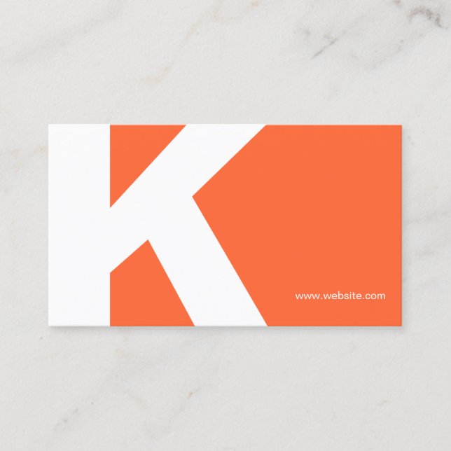 Bold Initial Monogram Orange Business Card (Front)