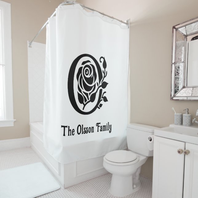 Bold Initial with Rose Family Name Date Estd N Wh (In Situ)