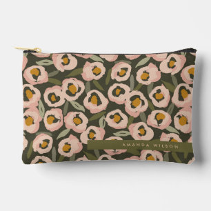 Bold Inky Floral Pattern Hand-Drawn Botanical Accessory Pouch