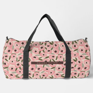 Bold Inky Floral Pattern   Hand-Drawn Botanical Duffle Bag