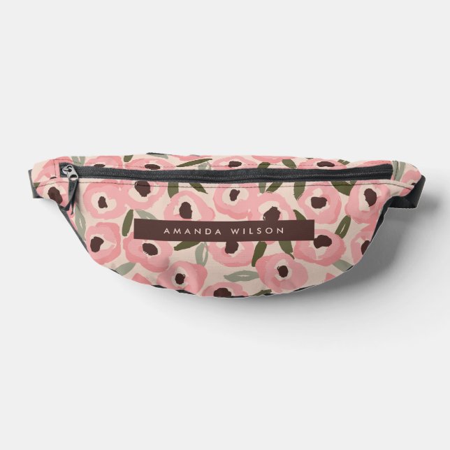 Bold Inky Floral Pattern | Hand-Drawn Botanical Fanny Pack (Lay Down)