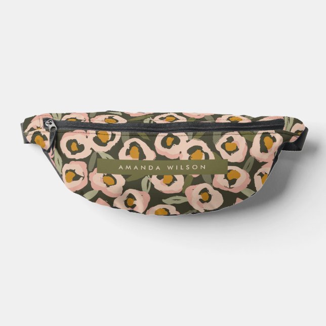 Bold Inky Floral Pattern | Hand-Drawn Botanical Fanny Pack (Lay Down)