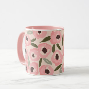Bold Inky Floral Pattern   Hand-Drawn Botanical Mug