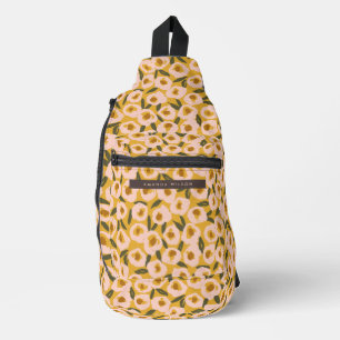 Bold Inky Floral Pattern   Hand-Drawn Botanical Sling Bag