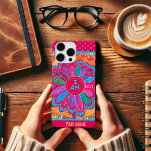 Bold Inspiring I AM Flower Colourful Cute Name iPhone 16 Pro Max Case