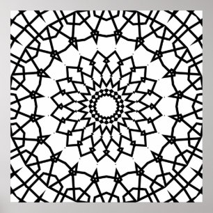 Bold Interlocking Star Mandala Design for Colour Poster