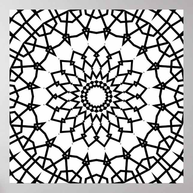 Bold Interlocking Star Mandala Design for Colour Poster (Front)