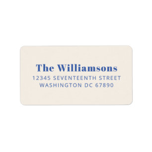 Bold Ivory Blue Typography Custom Return Address Label