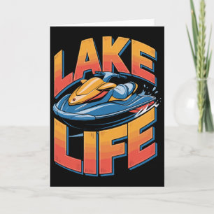 Bold Jet Skiing Lake Life Water Sport Art Card