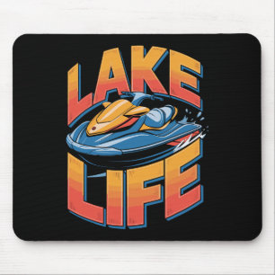 Bold Jet Skiing Lake Life Water Sport Art Mouse Pad